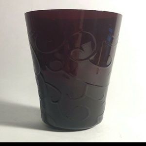 VINTAGE RUBY RED Glass Tumbler with Ornate Embossed Swirl Pattern